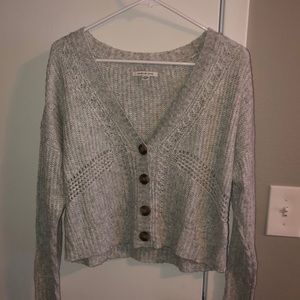 AE Button Up Boxy Cropped Cardigan